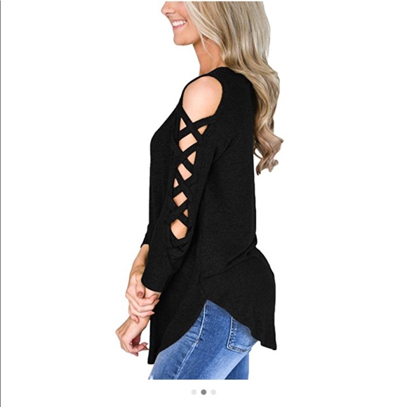 women’s casual loose t shirt cut out sleeve - Picture 4 of 4
